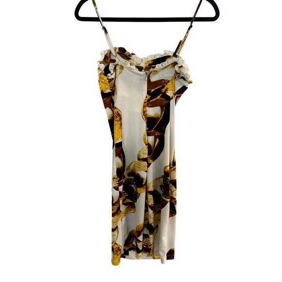 Roberto Cavalli Vintage Chain Print Slip Dress Size M Gold Baroque Y2K Runway - Picture 6 of 8